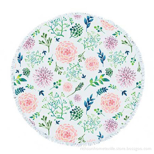 Flower rattan round beach towel